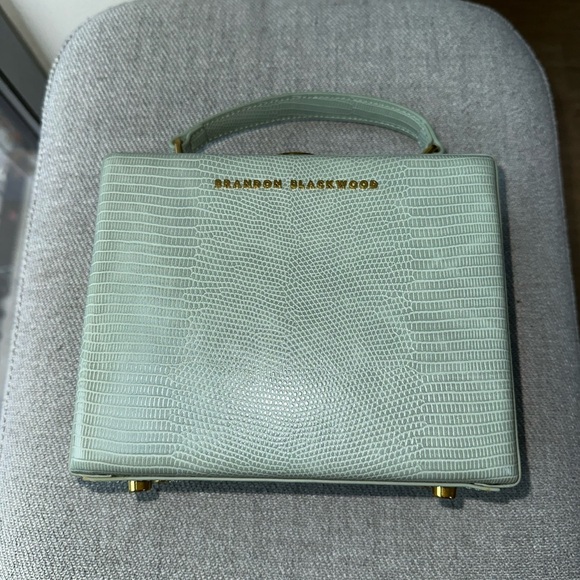 Brandon Blackwood Kendrick Trunk Green Lizard with Brass Hardware - Picture 8 of 9